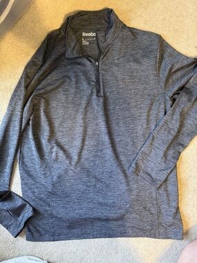 Reebok Men's Heathered Dark Gray Quarter-Zip Pullover